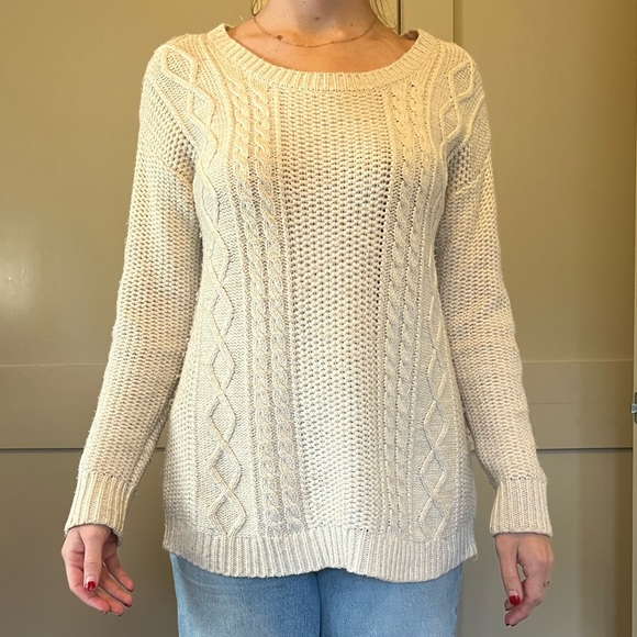 Urban Outfitters Sweaters - Urban outfitters cable nit crew neck cream sweater size S